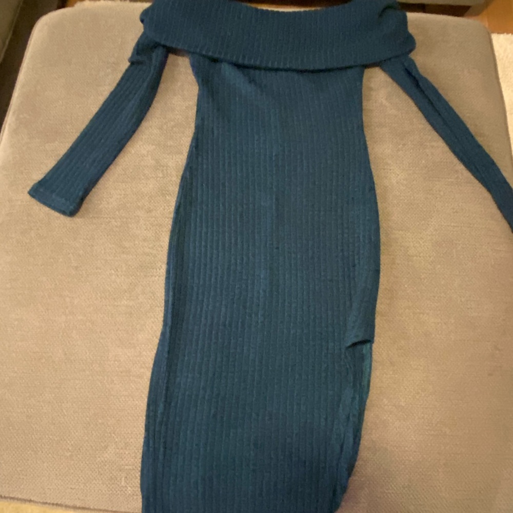 Lavish Alice Teal Rib Knit Dress